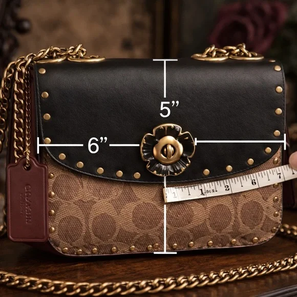 Coach Studded Signature Canvas Chain Crossbody Bag - Picture 3 of 11